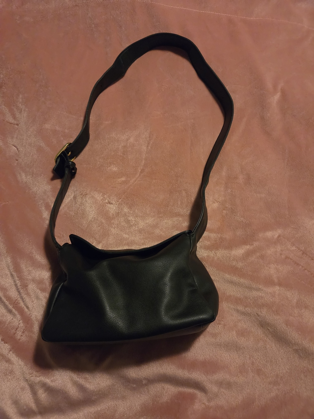 BCBGMaxAzria Black Leather Shoulder Bag with Gold Accent